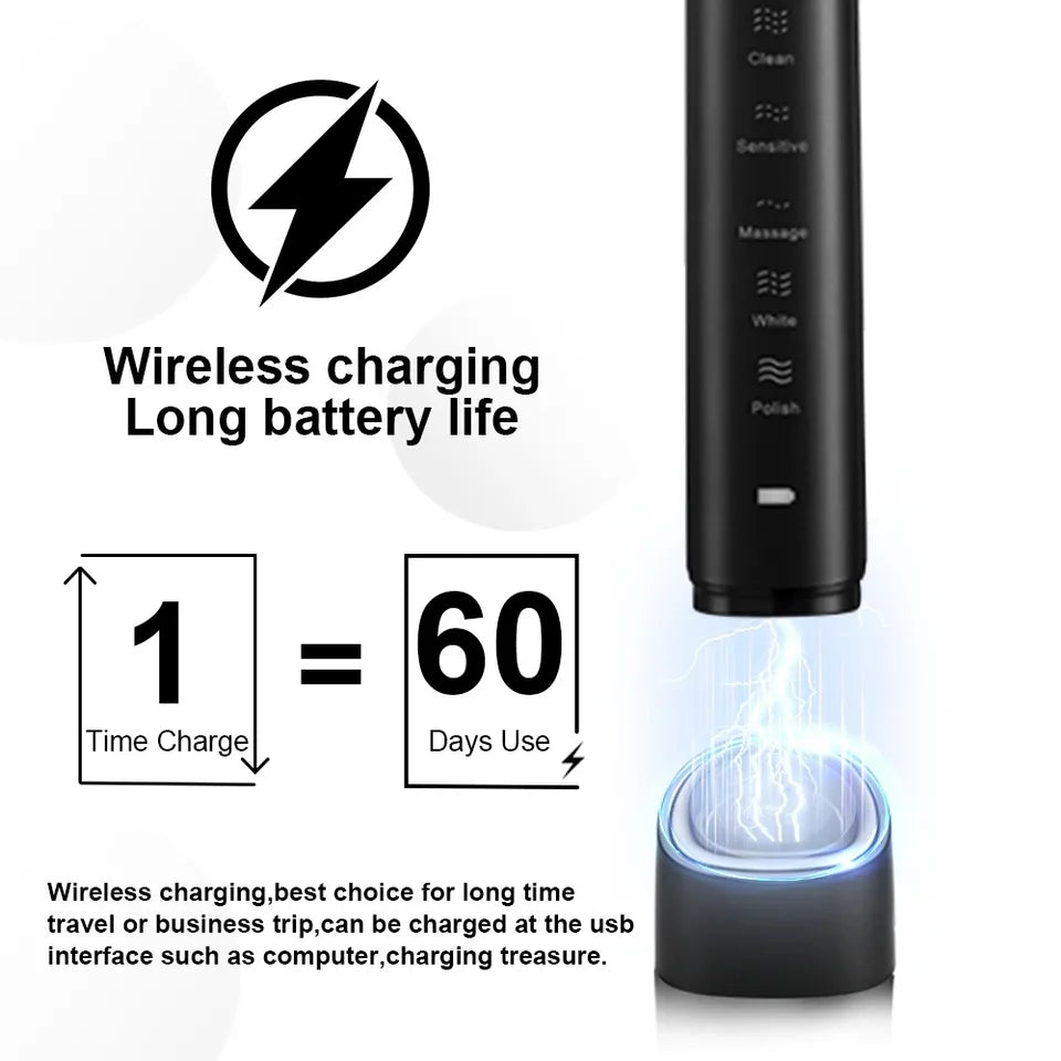 Smart Sonic Electric Toothbrush Ultrasound IPX7 Rechargeable Tooth Brush 5 Mode Smart Time Whitener Teethbrush Sarmocare S100