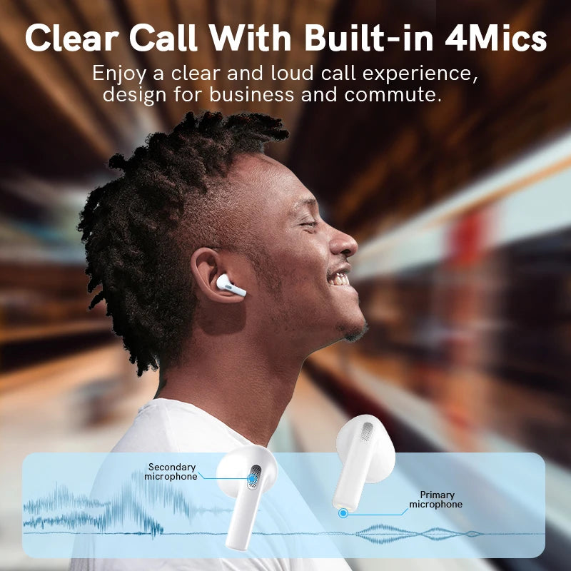 QCY T20 Wireless Earphones Bluetooth 5.3 TWS Earbuds 13mm Driver HIFI Headphones 68ms Low Latency Gaming Headset 4 Mics HD Call