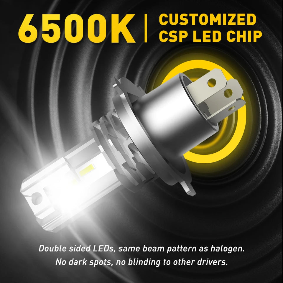 AUXITO 1/2Pcs H4 9003 LED Hi/Lo High and Low Beam With Canbus Headlight for Audi Honda VW Toyota H4 LED Bulb Motorcycle Headlamp