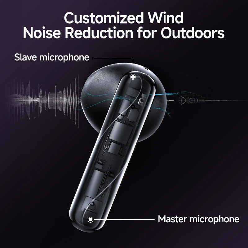 QCY AilyBuds Clear Wireless Earphones Bluetooth 5.3 Touch Control Gaming Headset 4 Mics ENC TWS Earbuds Semi in-Ear Headphones