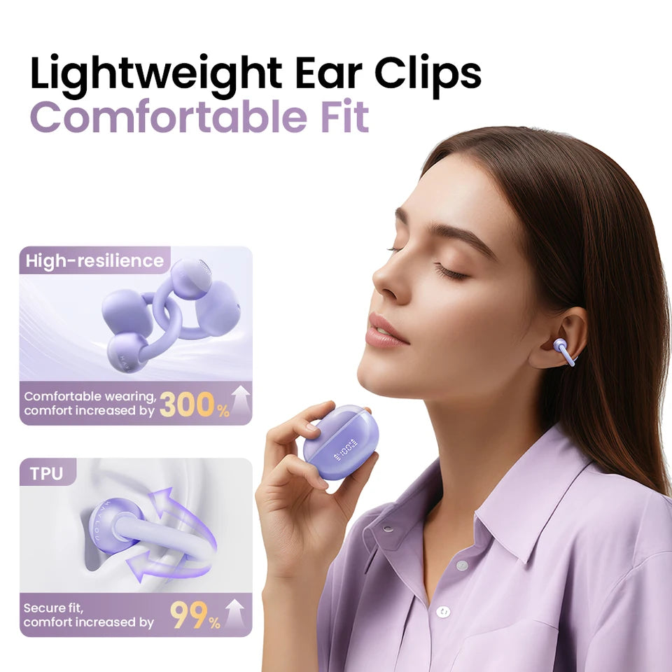 HAYLOU AirFree Ear Clip Earphones Bluetooth 5.4 Wireless Earbuds Dual-mic AI Noise Reduction Sports Headphones Smart LED Display
