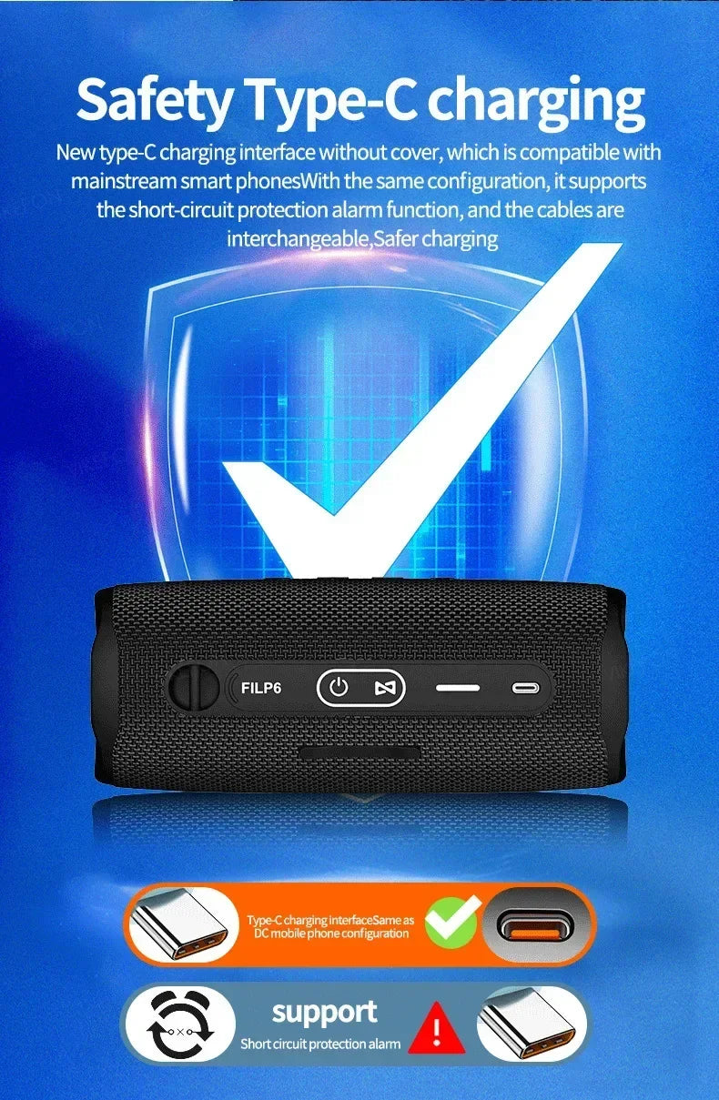 New Flip6 Bluetooth Audio Multi-Function TWS Audio Caixa De Som Outdoor Portable Subwoofer Wireless Home Theater Dual Speakers