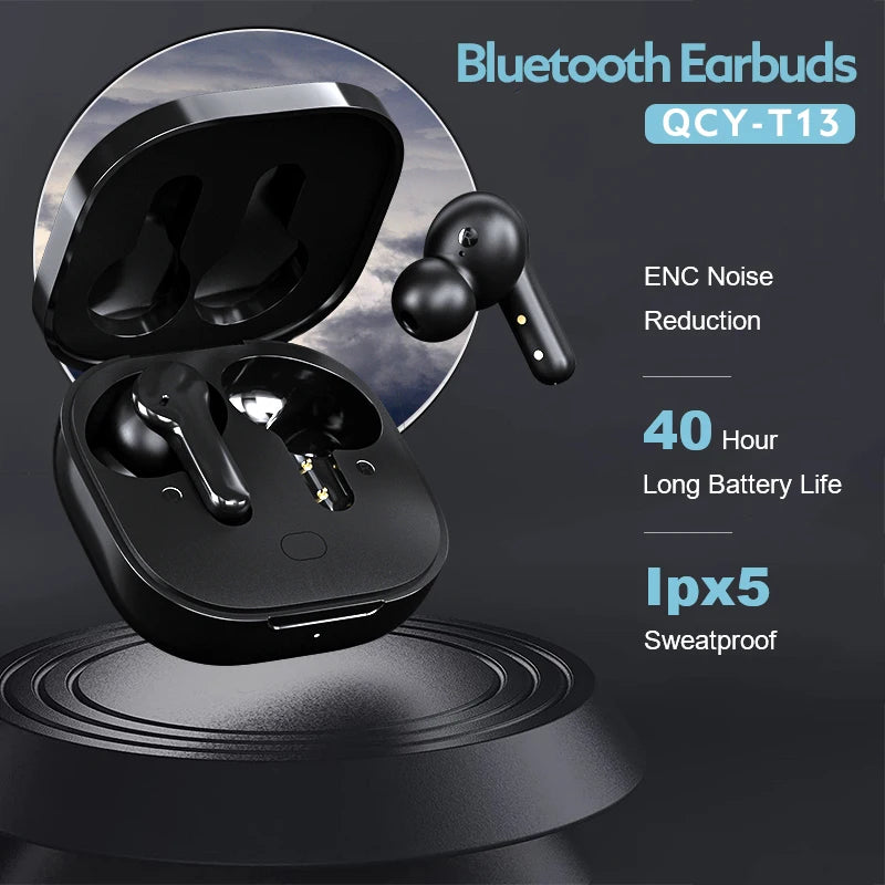 QCY T13 ANC Earphone Bluetooth 5.3 Active Noise Cancellation -28dB Wireless Headphone Fast Charge Earbuds 0.068' Low Latency