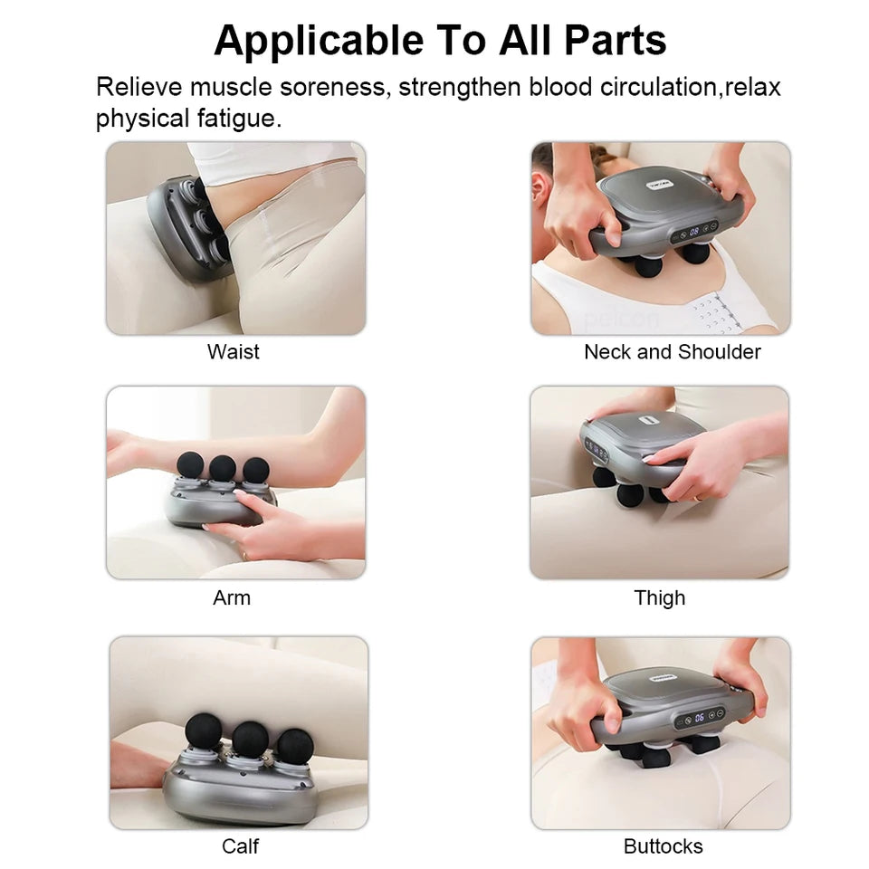 Fascia Gun Muscle Massager Gun High Frequency Back Waist Massage Machine Six-head Body Shoulder Professional Fascia Massage Gun
