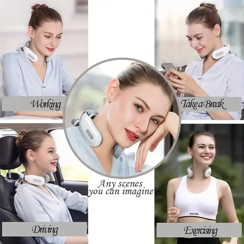 Hot Compress Kneading Neck Massager with 4 Massage Heads - Electric Deep Tissue Massager for Neck - Holiday Gift for family