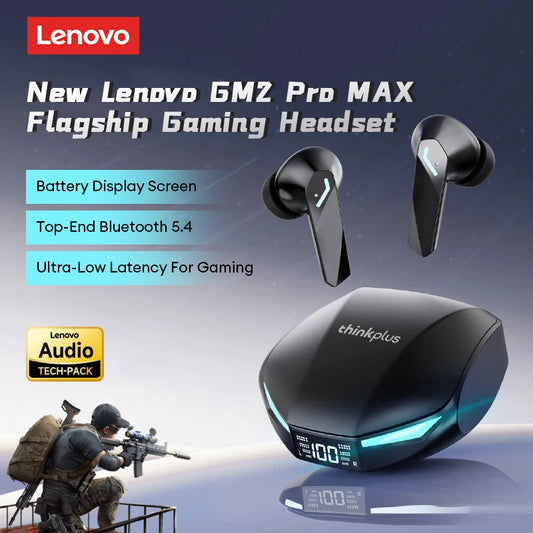 Lenovo GM2 PRO MAX Bluetooth 5.4 Wireless Earphones LED Digital Display Waterproof Sport Earbuds Noise Cancelling Gaming Headset