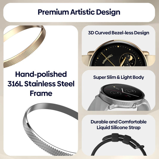 Zeblaze GTR 3 Pro AMOLED Display Make/Answer Phone Calls Smart Watch 316L Stainless Steel  Fitness Smartwatch For Men Women