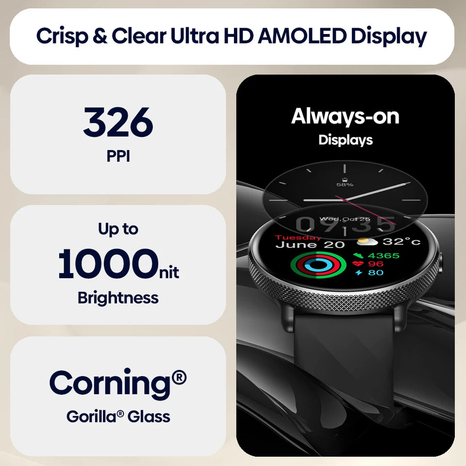 Zeblaze GTR 3 Pro AMOLED Display Make/Answer Phone Calls Smart Watch 316L Stainless Steel  Fitness Smartwatch For Men Women