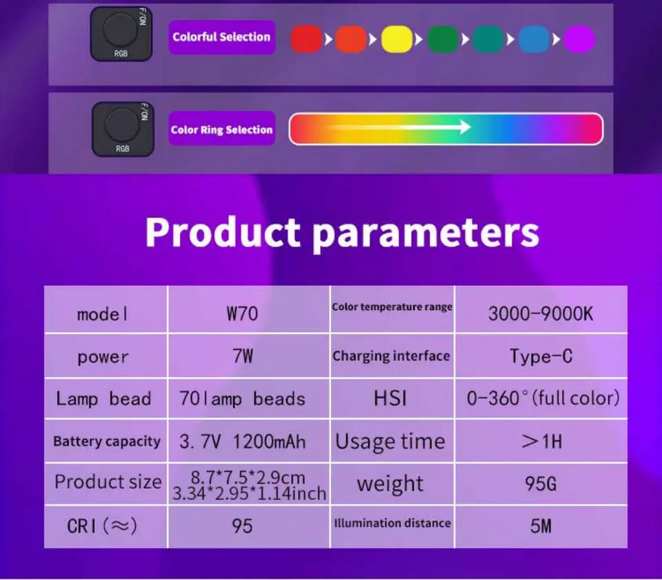 Mini RGB Hot Boot Fill Light, Live Photography, LED Portable Atmosphere Lamp, Mobile Camera, Adjustable Pocket Lights