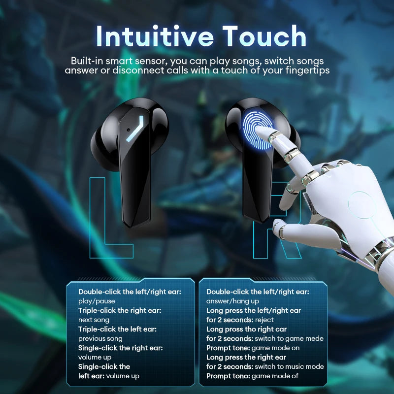 Lenovo GM2 PRO MAX Bluetooth 5.4 Wireless Earphones LED Digital Display Waterproof Sport Earbuds Noise Cancelling Gaming Headset