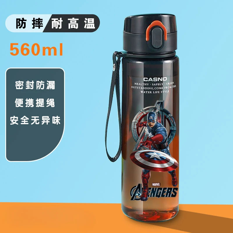 Marvel Spider-Man Iron Man Cartoon Large Capacity Anti-fall Plastic Water Cup Creative Cool Handsome Boy Sports Water Bottle