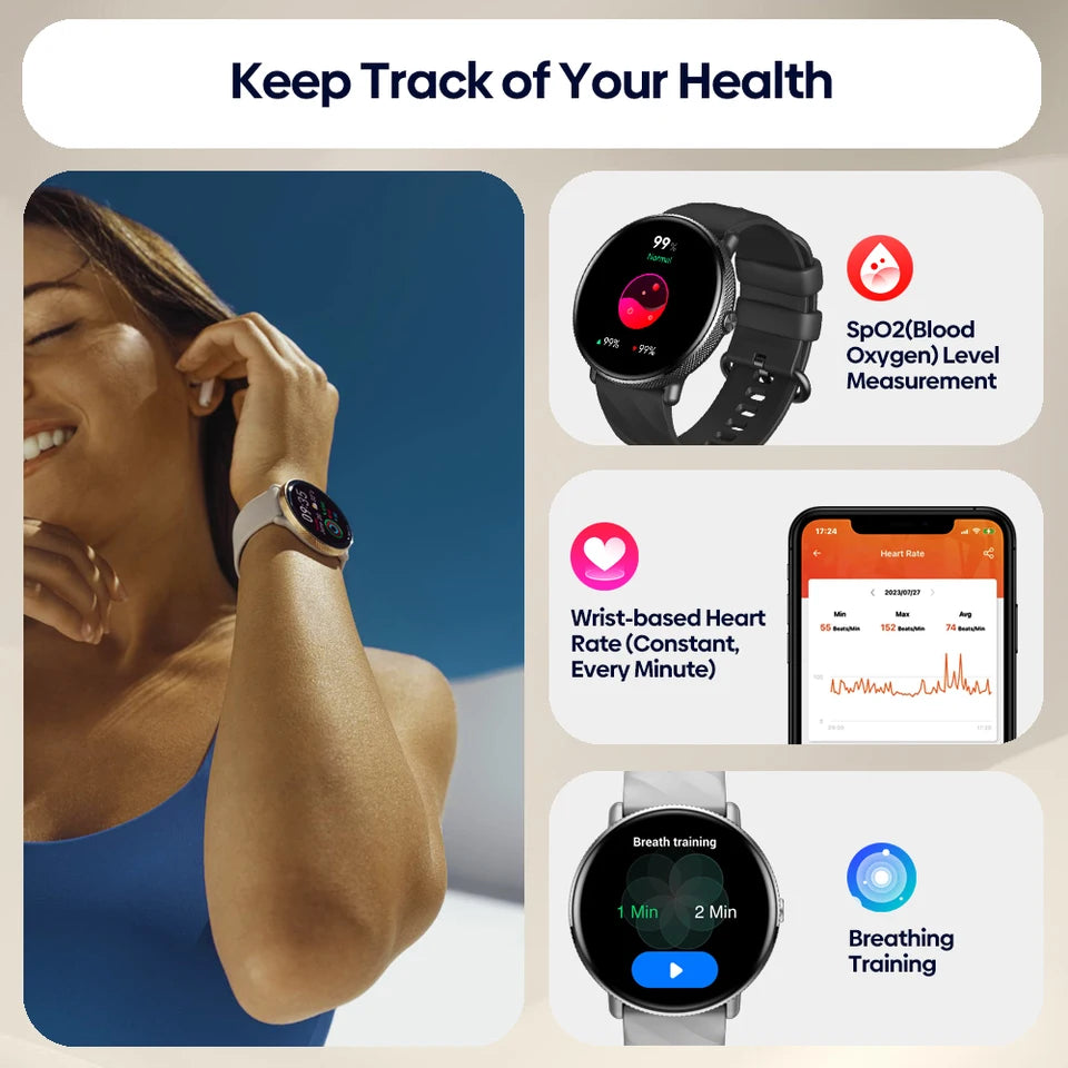 Zeblaze GTR 3 Pro AMOLED Display Make/Answer Phone Calls Smart Watch 316L Stainless Steel  Fitness Smartwatch For Men Women