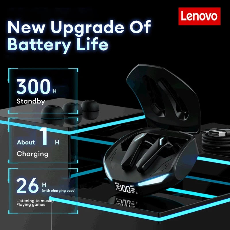 Lenovo GM2 PRO MAX Bluetooth 5.4 Wireless Earphones LED Digital Display Waterproof Sport Earbuds Noise Cancelling Gaming Headset