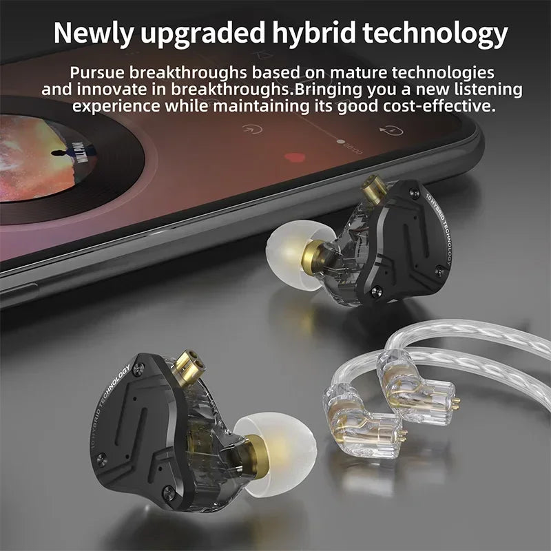 KZ ZS10 PRO X HIFI bas Metal hibrid kulak içi kulaklık spor gürültü iptal kulaklık kulakiçi