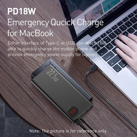Baseus Power Bank 20000mAh Portable Charger Powerbank 10000mAh External Battery PD 22.5W Fast Charging For iPhone 16 15 Xiaomi