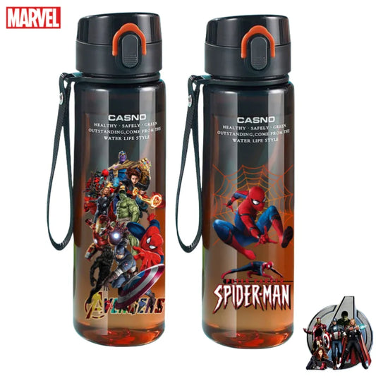 Marvel Spider-Man Iron Man Cartoon Large Capacity Anti-fall Plastic Water Cup Creative Cool Handsome Boy Sports Water Bottle