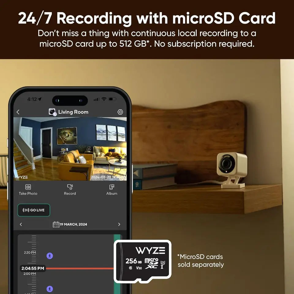 Wyze Cam v4, 2K Wi-Fi Smart Home Security Camera, Indoor/Outdoor Pet/Baby Monitor, Motion Activated Spotlight/Siren, 2-Way Audio