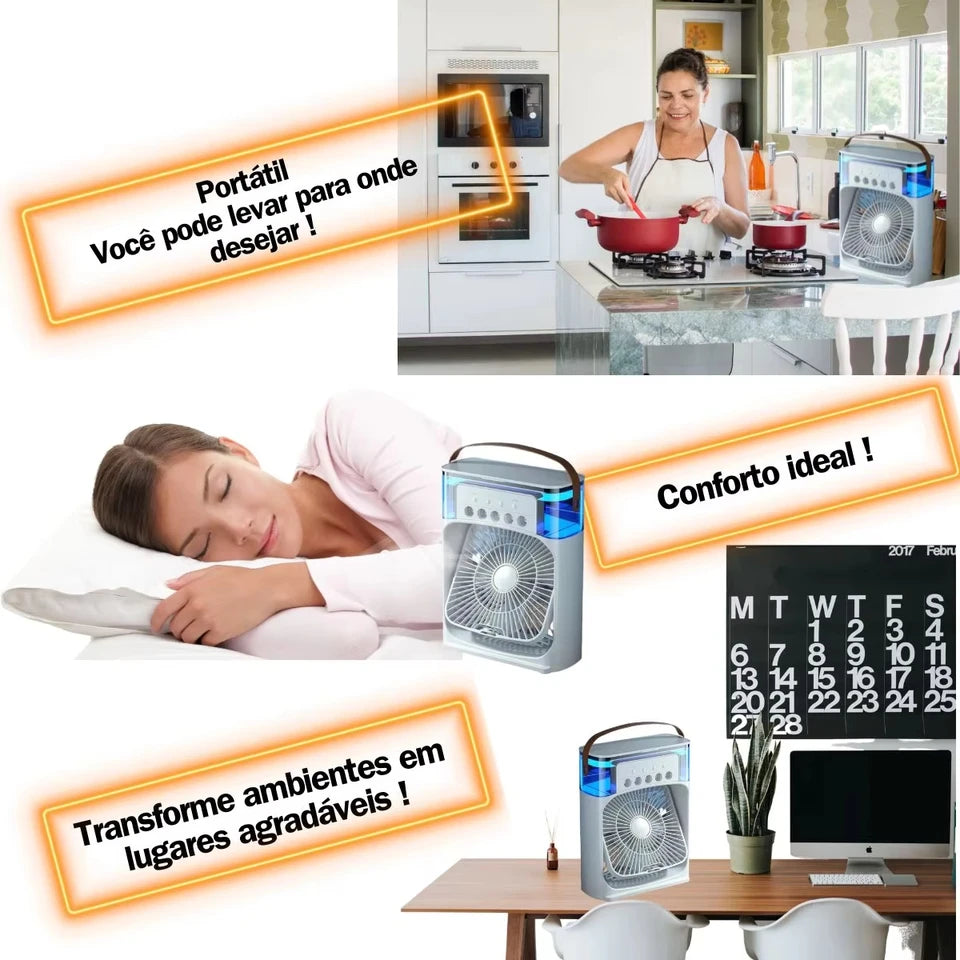 3 In 1 Fan AIr Conditioner Household Water Mist USB Fan Small Air Cooler LED Night Light Portable Humidifier Air Adjustment Fan