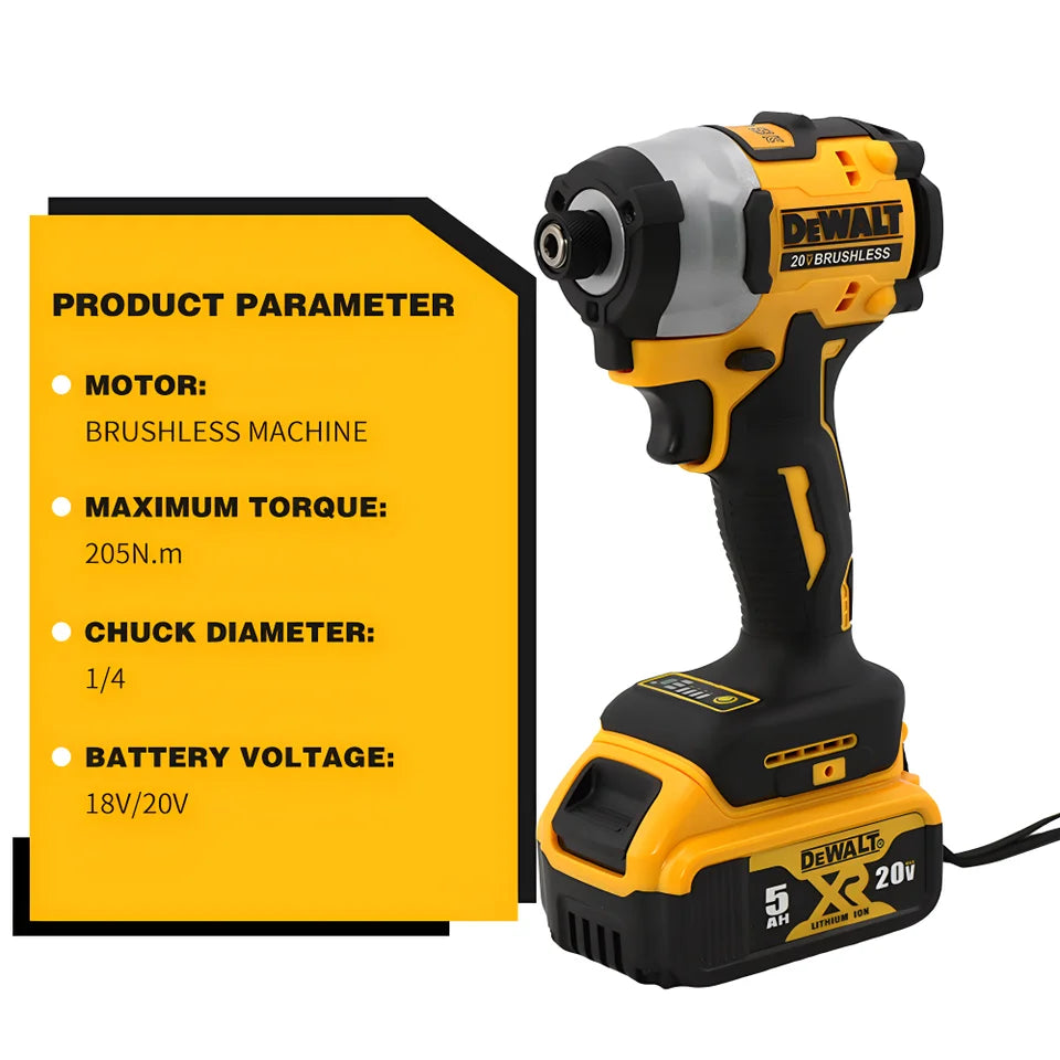 Dewalt DCF850 Cordless Impact Screwdriver Portable Brushless Electric Drill 205N.m Rechargeable 20V Battery Wireless Power Tool