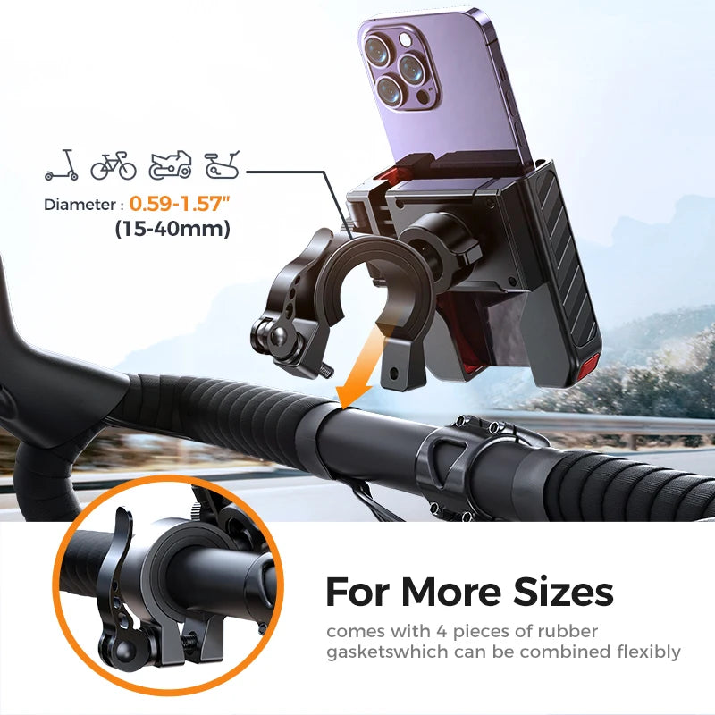 Joyroom 2024 Bike Phone Holder Shockproof Universal One-hand Operation Bicycle Motorcycle Phone Holder For 4.7-7" Mobile Phone