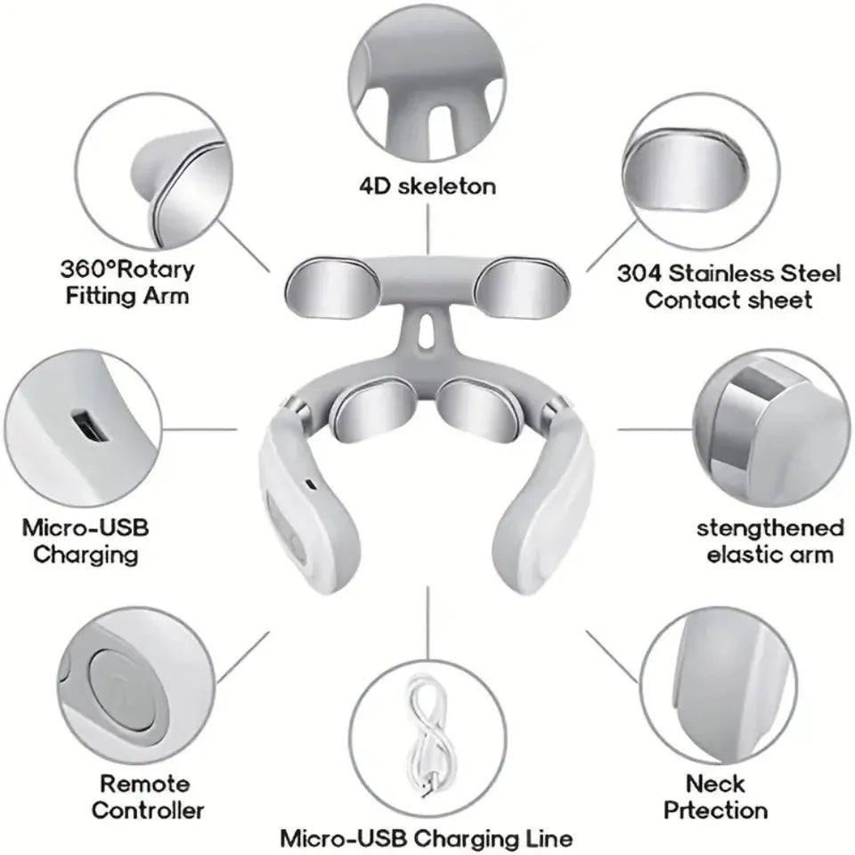 Hot Compress Kneading Neck Massager with 4 Massage Heads - Electric Deep Tissue Massager for Neck - Holiday Gift for family