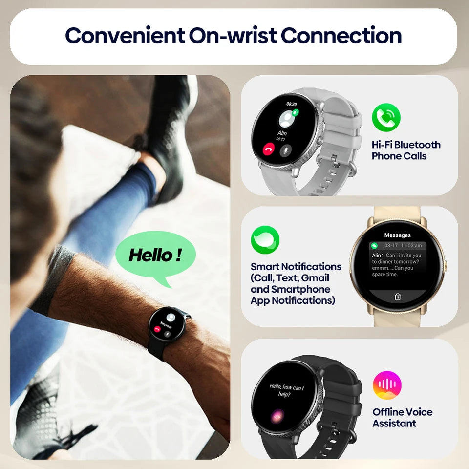 Zeblaze GTR 3 Pro AMOLED Display Make/Answer Phone Calls Smart Watch 316L Stainless Steel  Fitness Smartwatch For Men Women