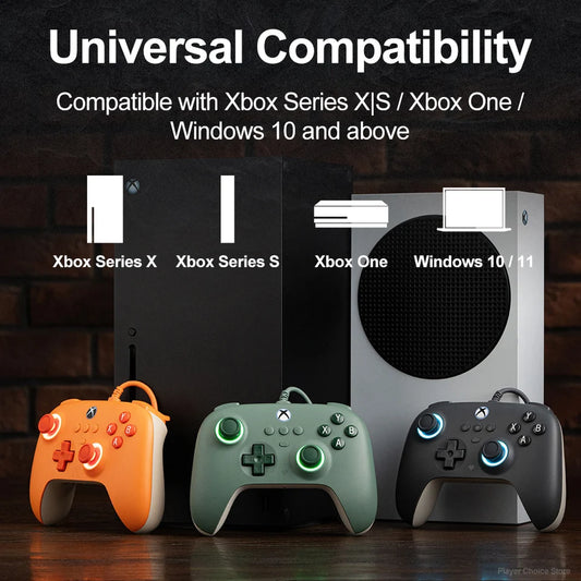 8BitDo Ultimate C Wired XBOX Controller Gamepads PC Xbox Series X S, Xbox One RGB Light Fire Ring Hall Effect Sticks for windows