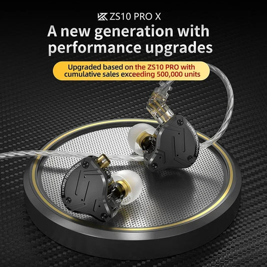 KZ ZS10 PRO X HIFI bas Metal hibrid kulak içi kulaklık spor gürültü iptal kulaklık kulakiçi